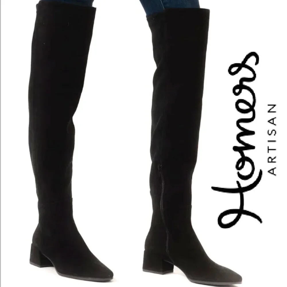 New Homers Artisan Knee Boot Black Suede